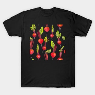 Watercolor beetroot illustration in pattern repeat T-Shirt